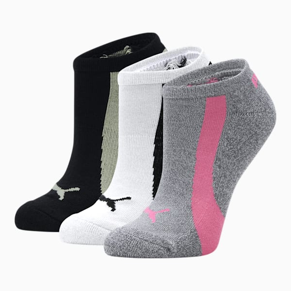 Women's No Show Socks [3 Pairs], BLACK / GREEN, extralarge